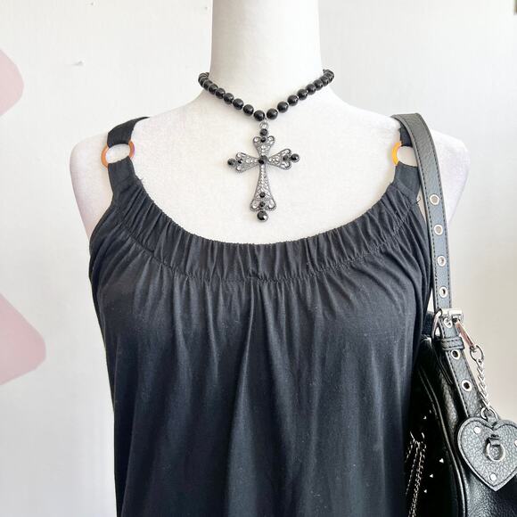 Black O Ring Tank Top, Y2K, Edgy, Grunge, Punk, Clubwear, Cyber,‎ Goth, Medium - Picture 2 of 4